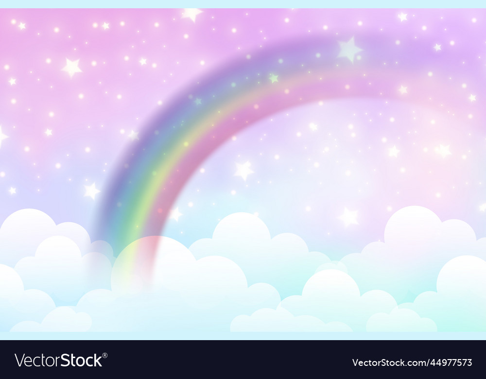 Fantasy unicorn background with clouds on rainbow Vector Image