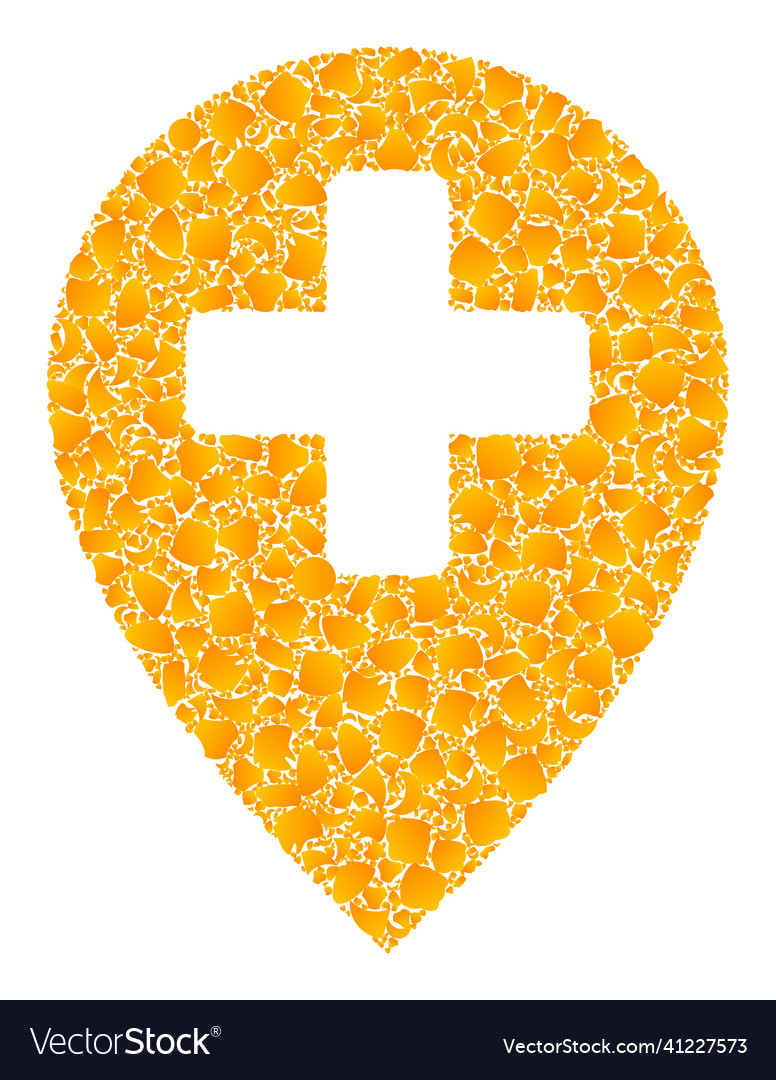 Golden clinic map pointer mosaic icon