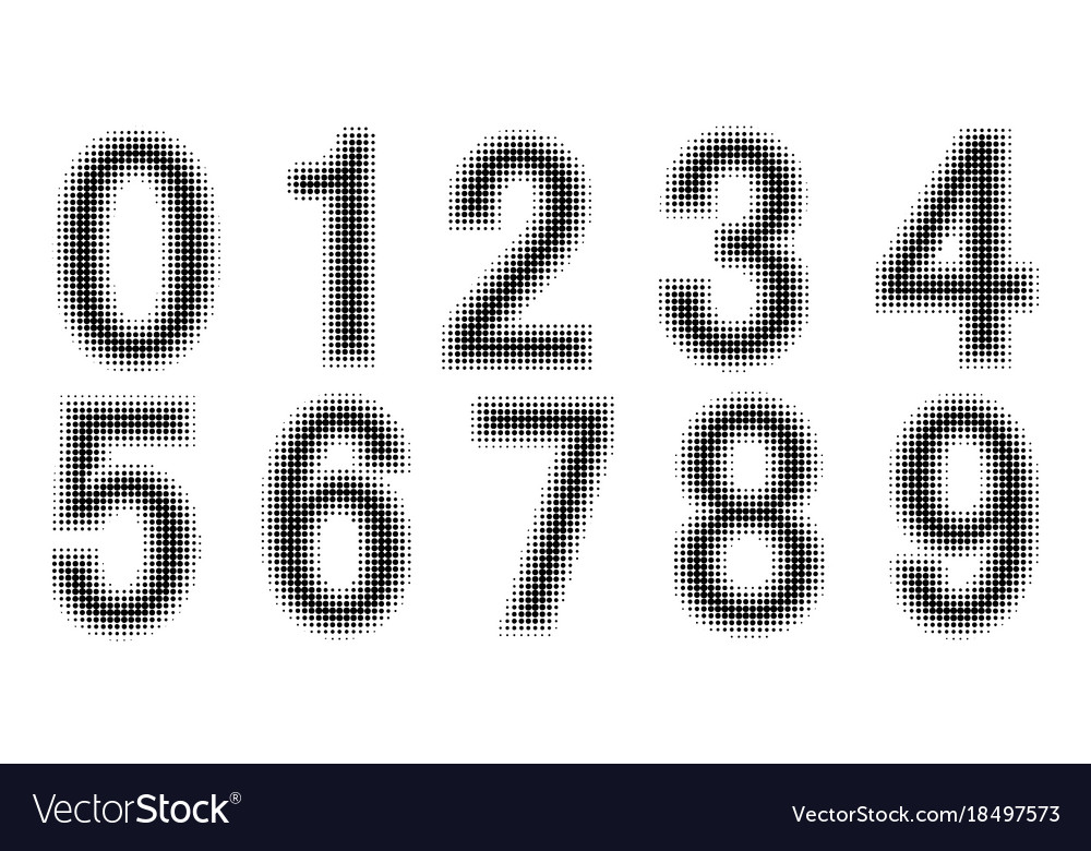 Halftone effect numbers dotted font