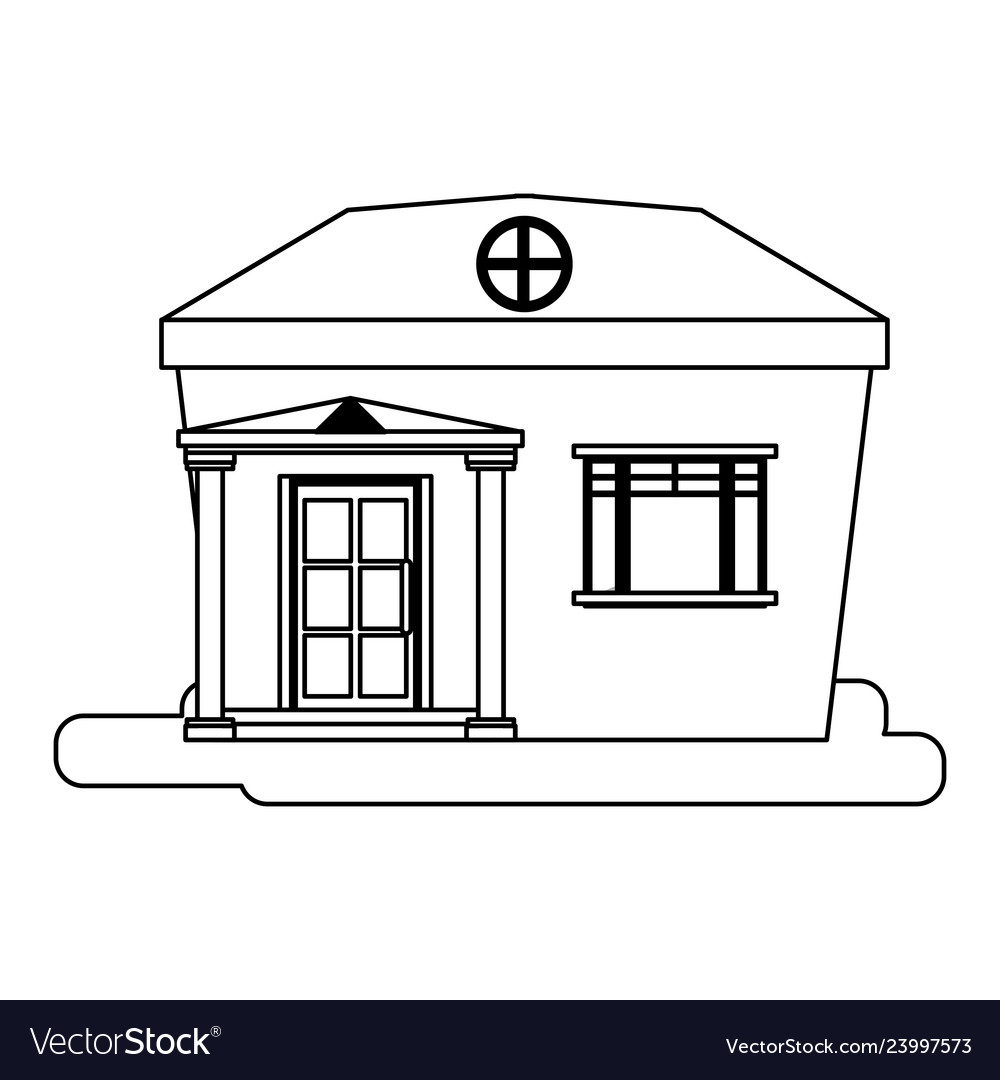 House real estate cartoon isolated black and white