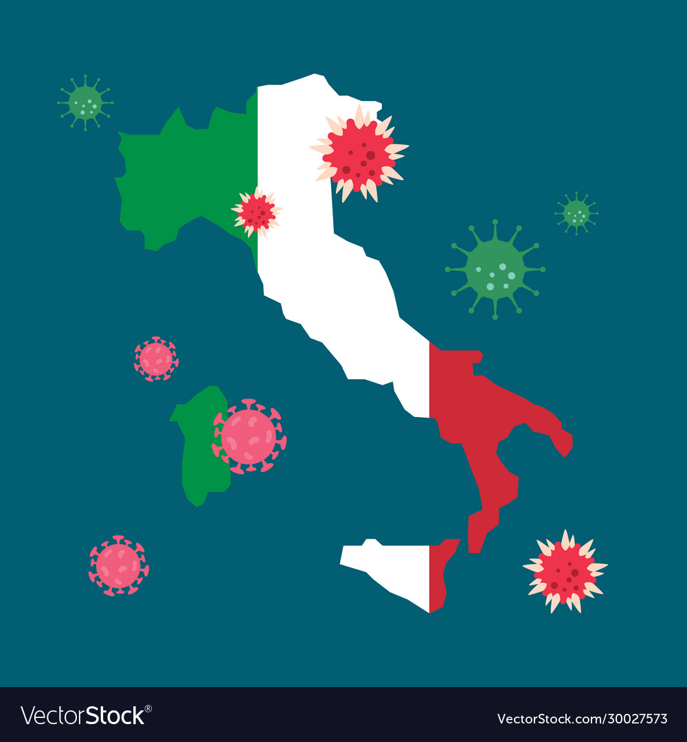 Italy map country with coronavirus Royalty Free Vector Image