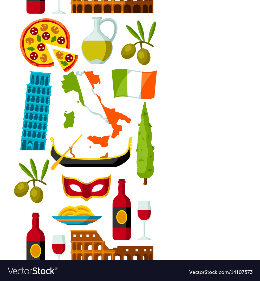Italy seamless pattern italian symbols Royalty Free Vector
