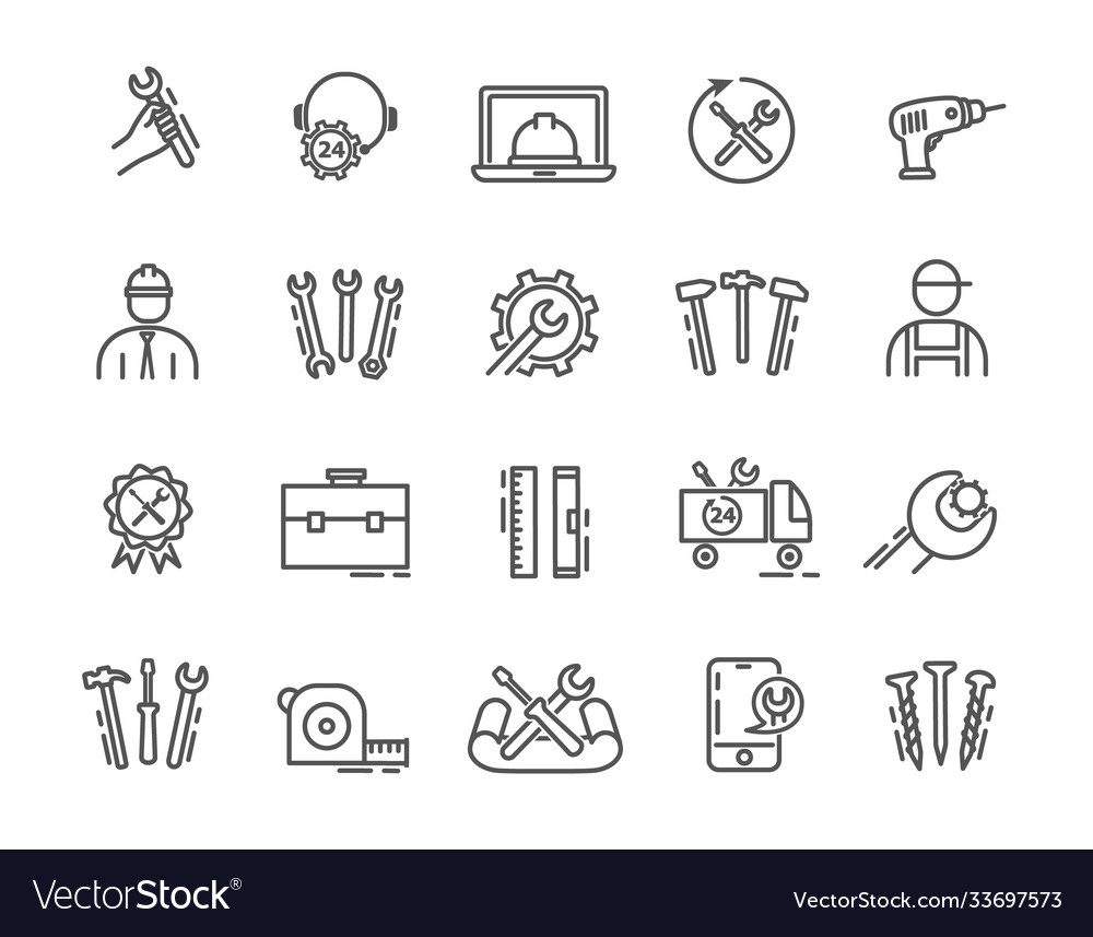 Large set repair or maintenance icons