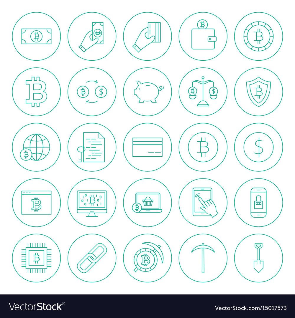 Linie Kryptowährung Kreis Icons