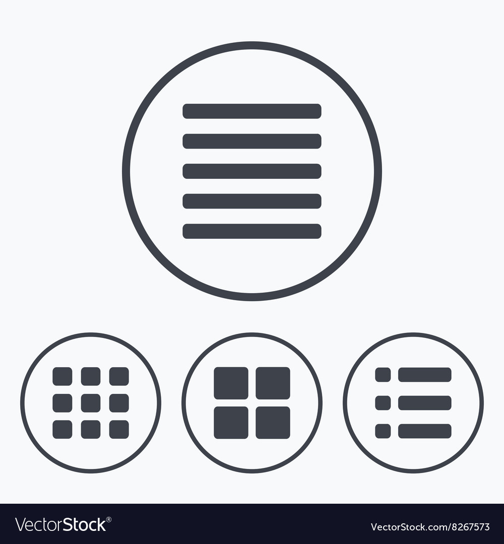 List menu icons content view options