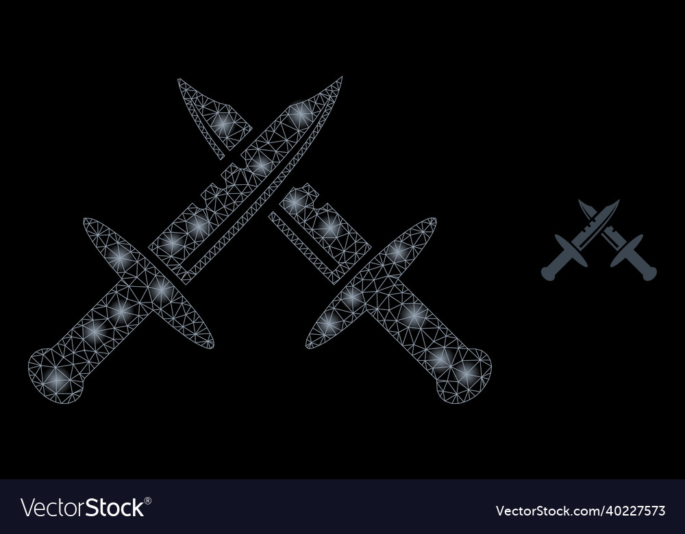 Mesh net swords with magic network dots vector image Mesh net swords with magic network dots