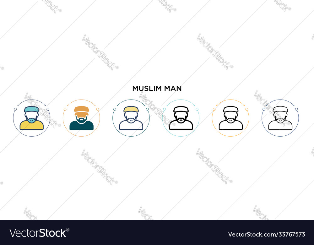 Muslim man icon in filled thin line outline