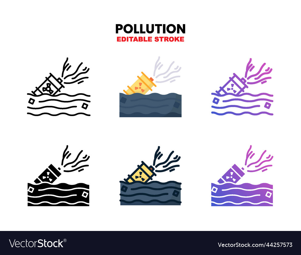 Pollution icon set with different styles