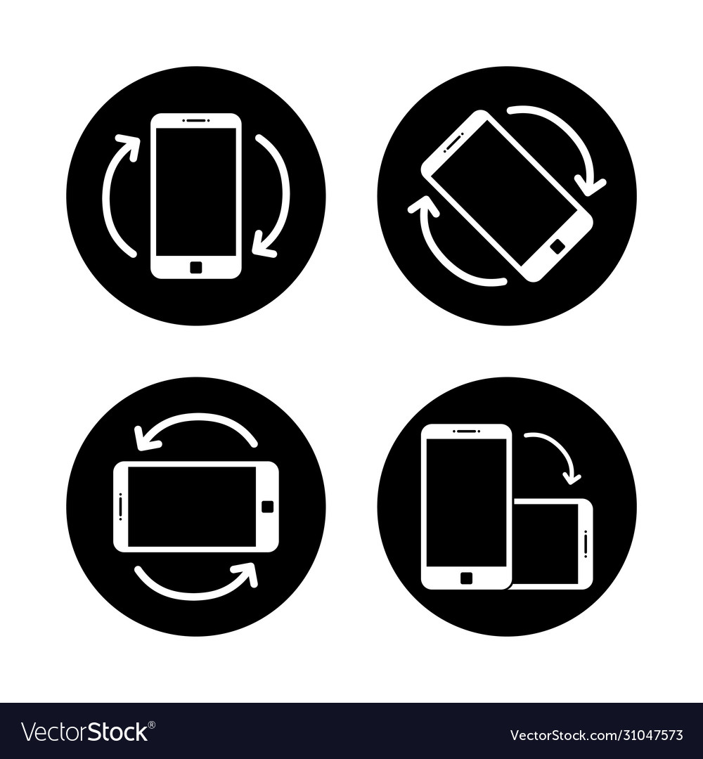 Rotate smartphone icon isolated mobile screen