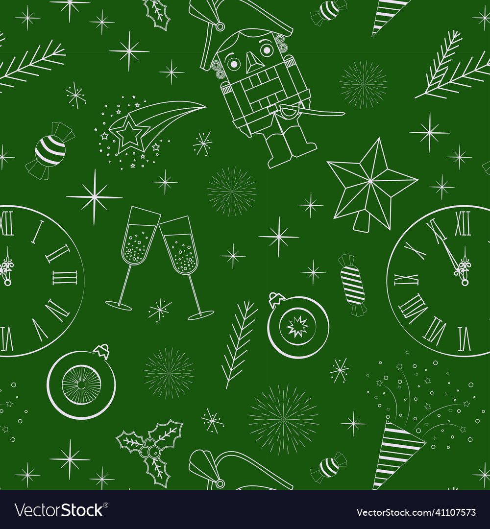 Seamless nutcracker pattern on a green background vector image Seamless nutcracker pattern on a green background