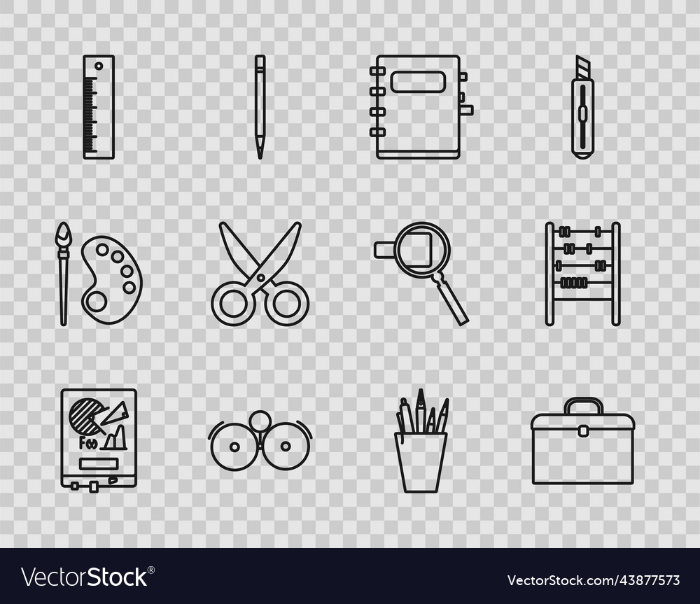 Set line board with graph chart briefcase vector image Set line board with graph chart briefcase