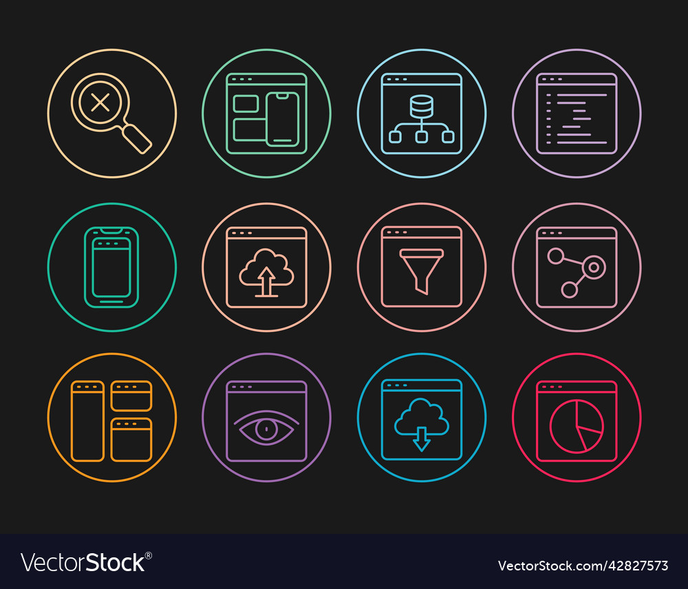 Set line graph chart infographic browser window vector image Set line graph chart infographic browser window