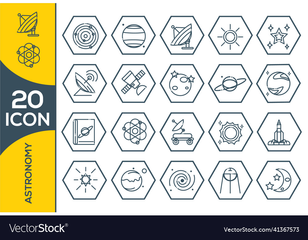 Set of space icon in outline style for web Vector Image Set of space icon in outline style for web