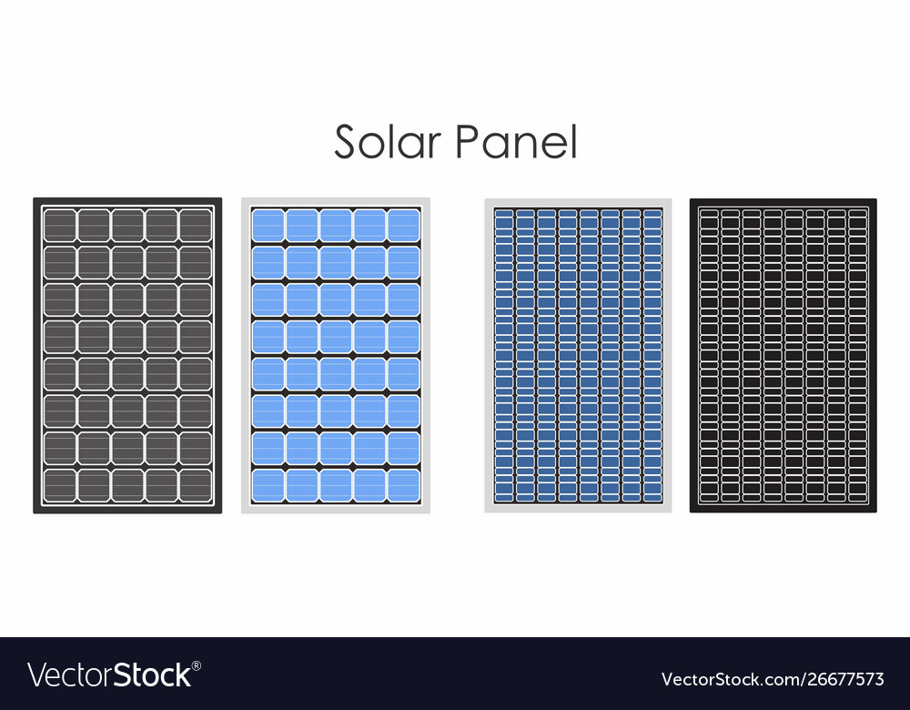 Types solar panel without outline and black Vector Image Types solar panel without outline and black