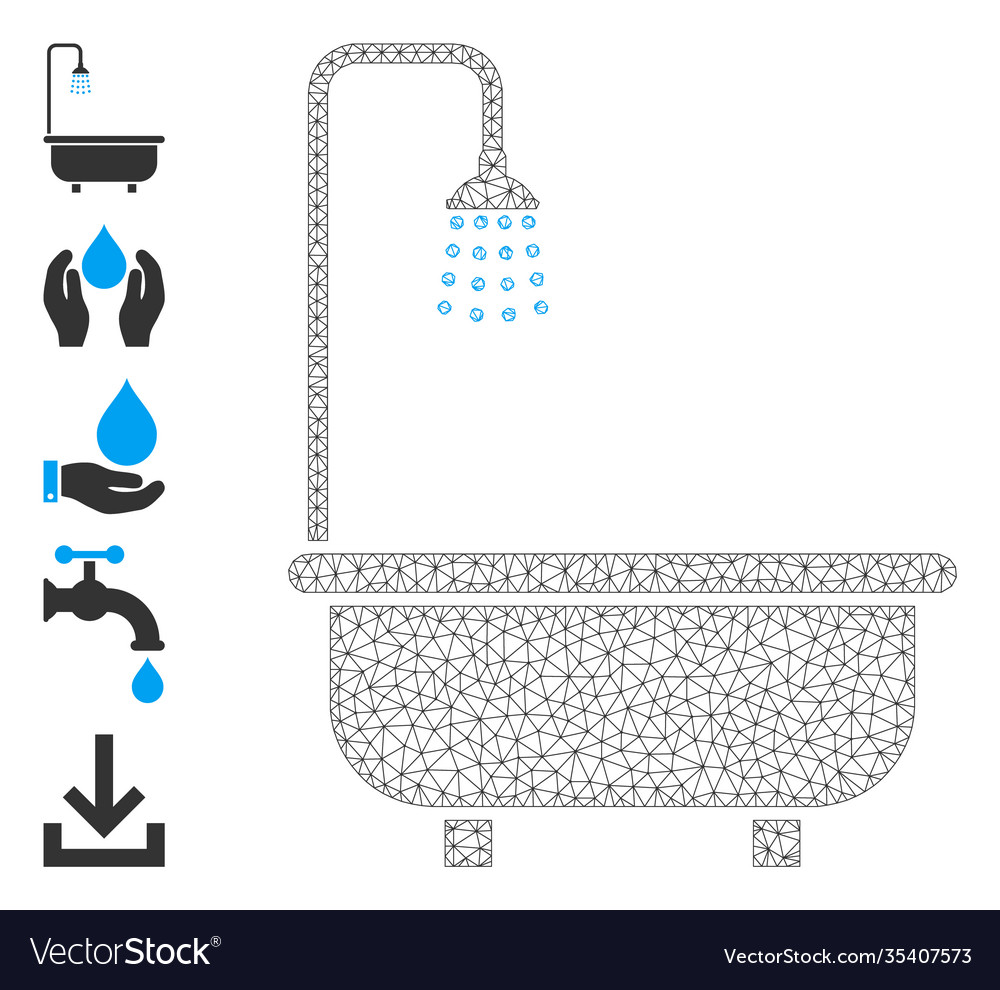 Web net shower bath icon with simple glyphs vector image Web net shower bath icon with simple glyphs