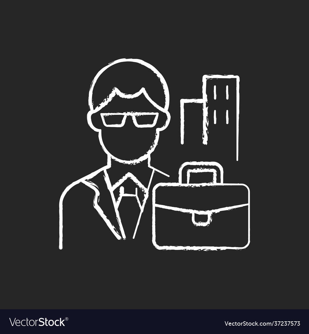 White collar worker chalk icon on black