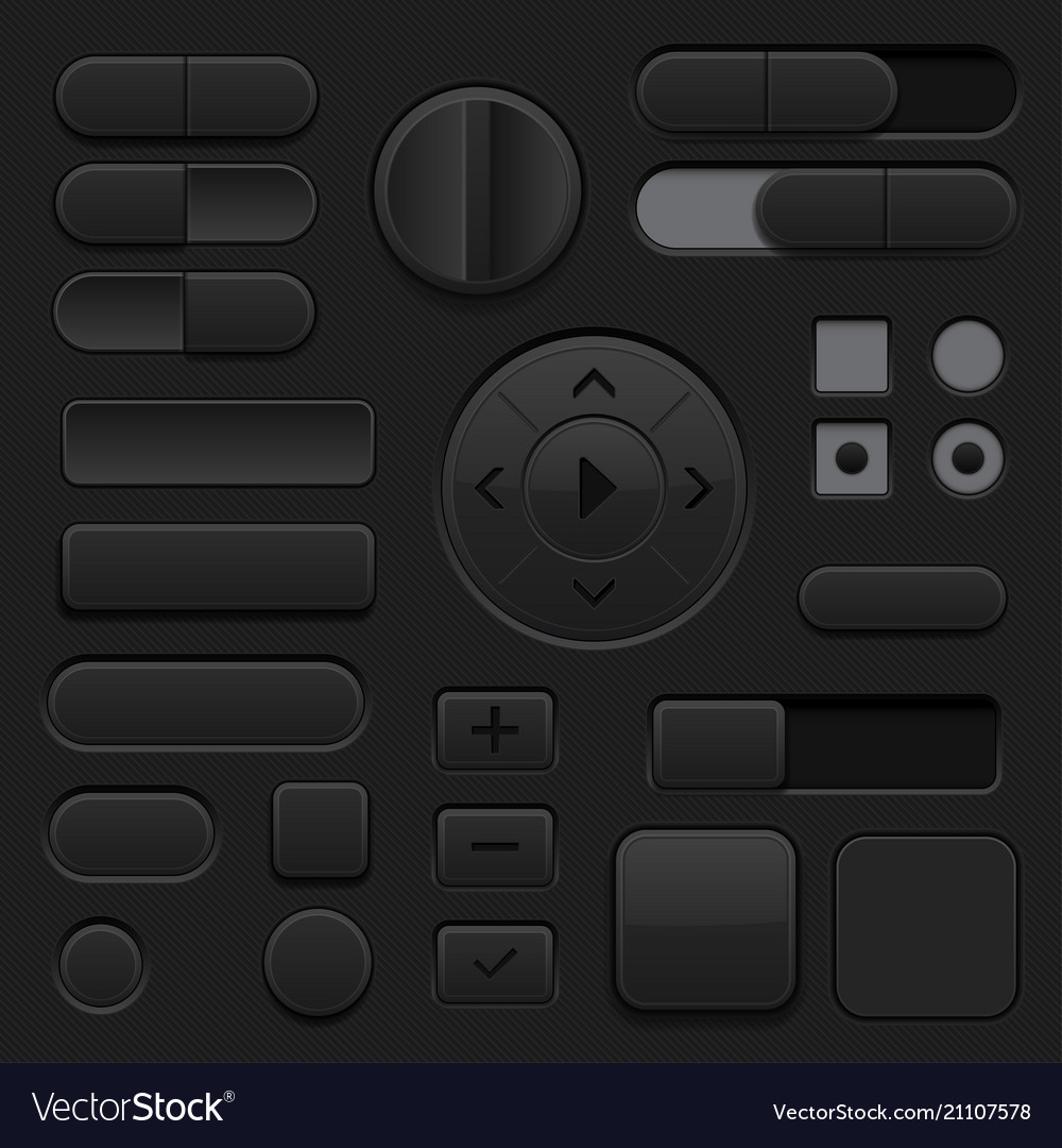 Black UI Buttons & Icons Set