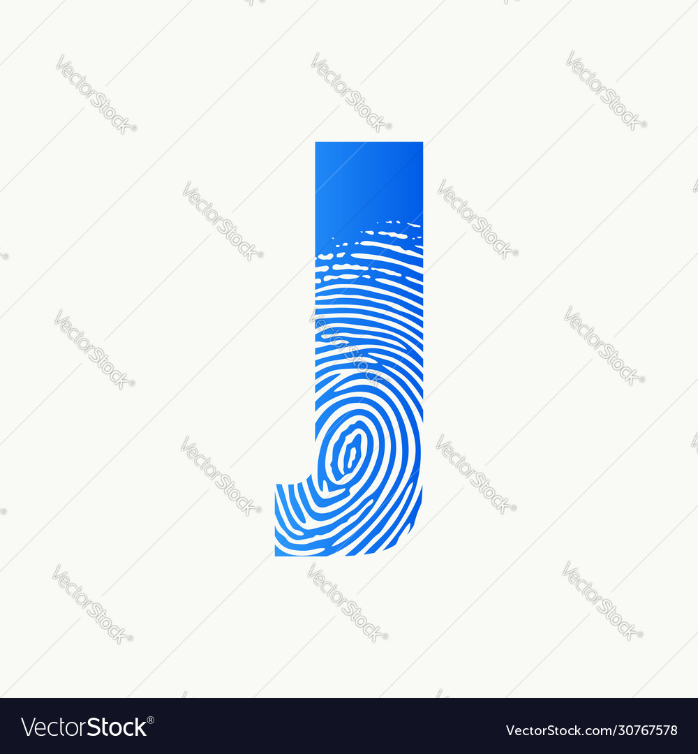 Blue initial j finger print