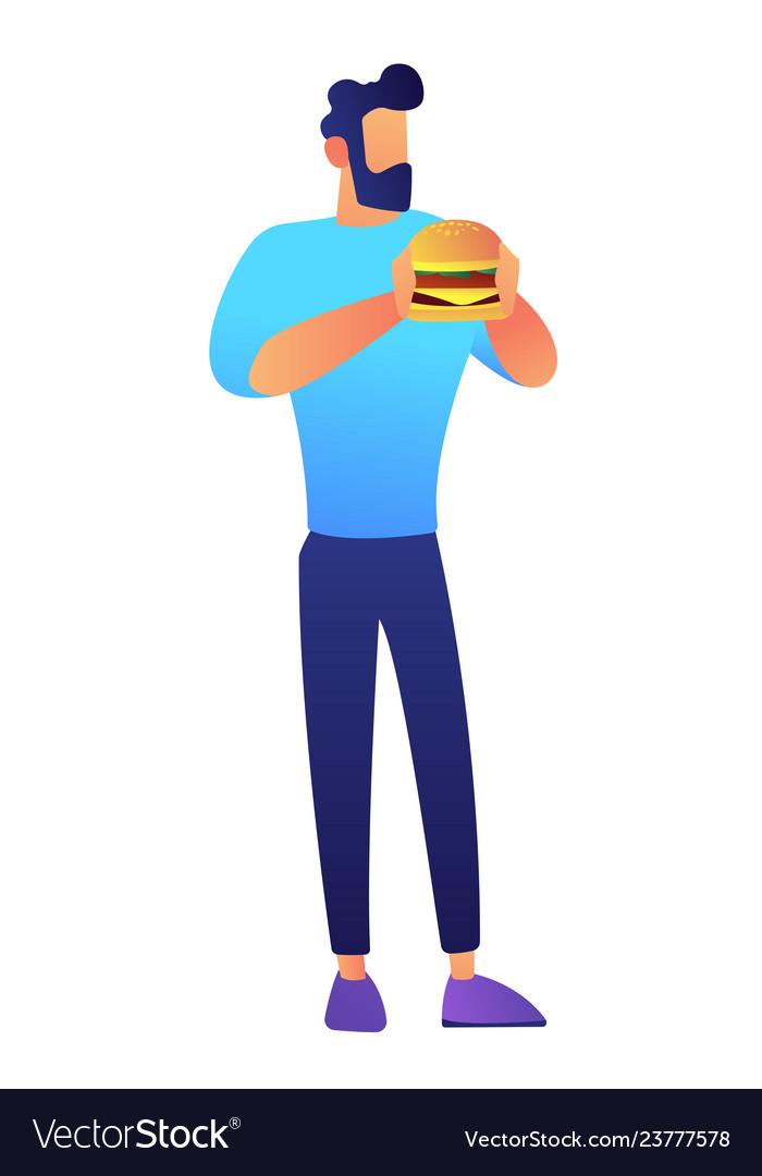 Businessman eating hamburger