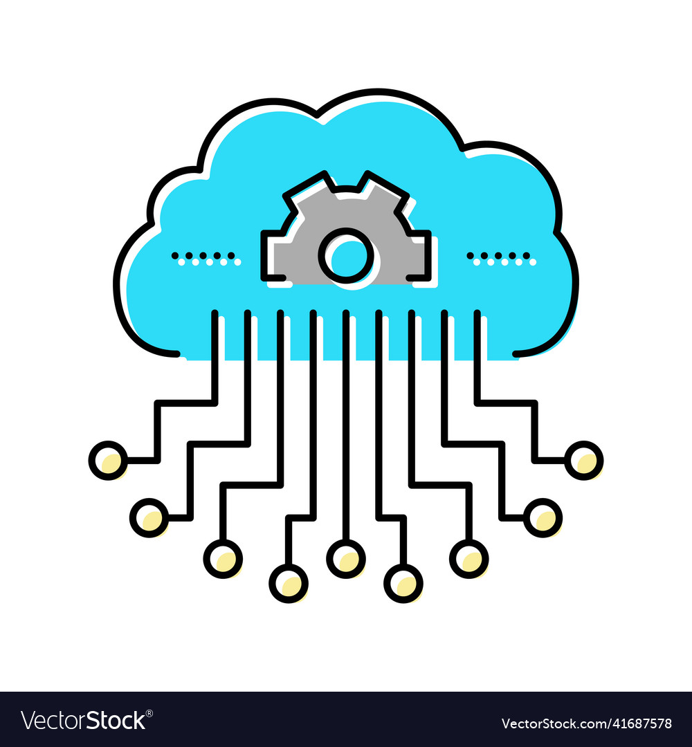 Cloud storage and working process neural network vector image Cloud storage and working process neural network