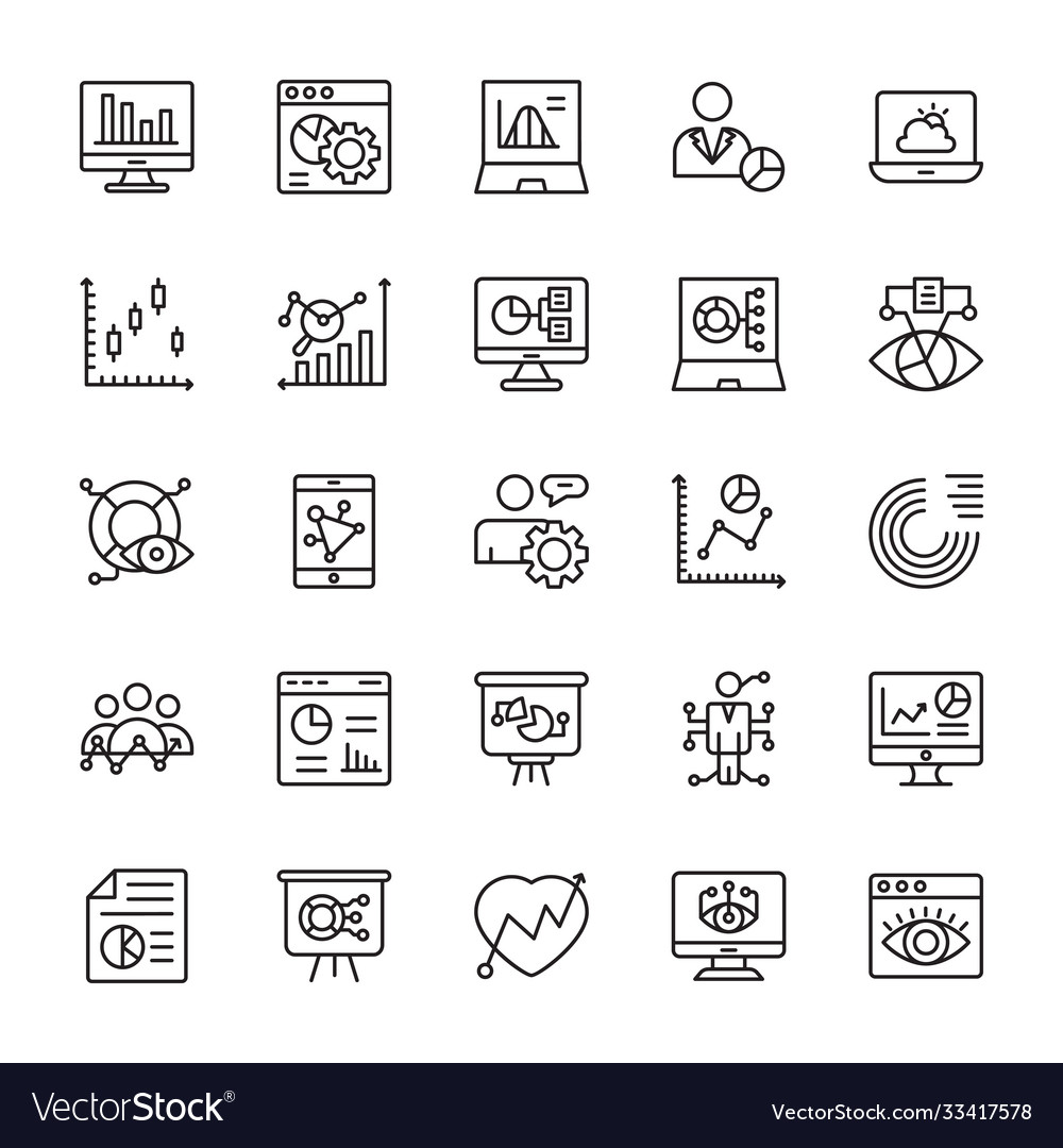 Data visualization line icons Royalty Free Vector Image