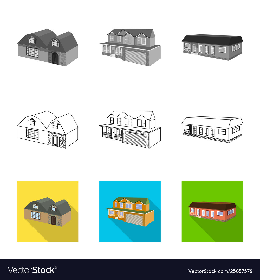 Design facade and housing logo set vector image Design facade and housing logo set