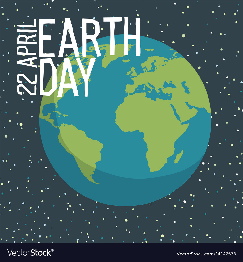 Earth day poster design in flat style planet in Vector Image