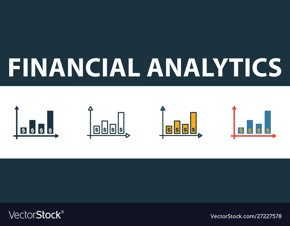 Financial analytics icon set premium symbol Vector Image