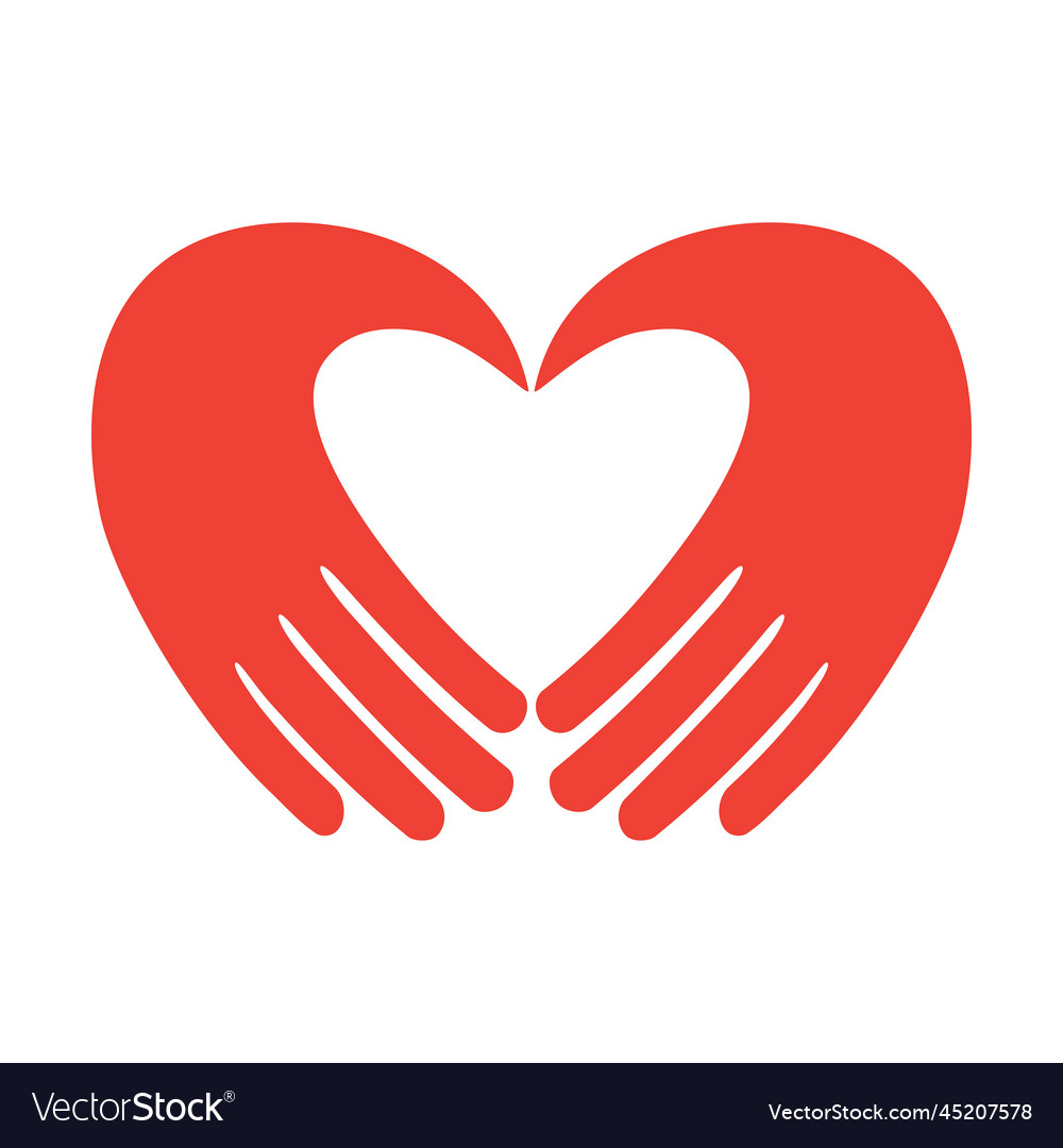 Hands in the form of heart love help Royalty Free Vector