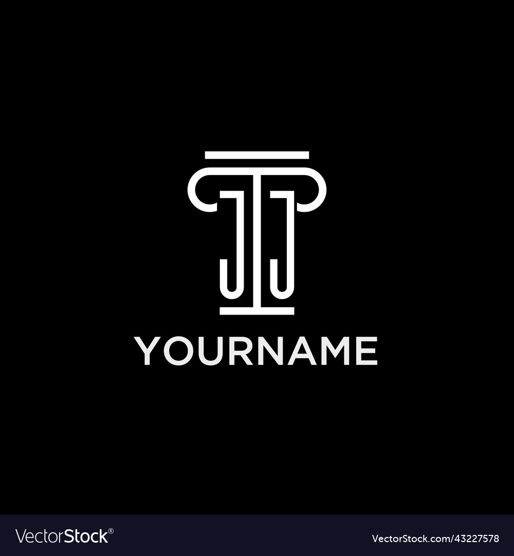 Jj monogram initial logo with pillar shape icon