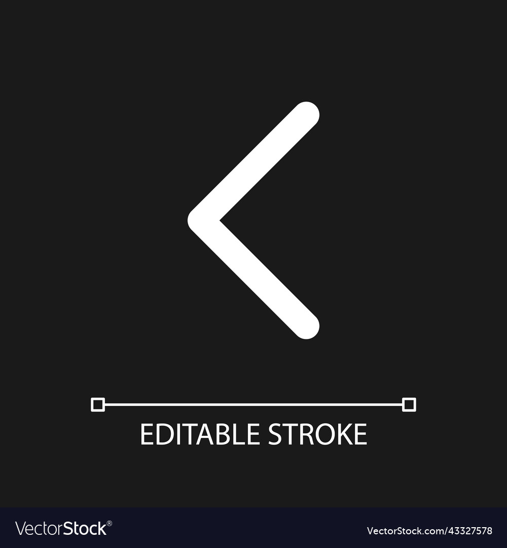 Left arrow pixel perfect white linear ui icon vector image Left arrow pixel perfect white linear ui icon