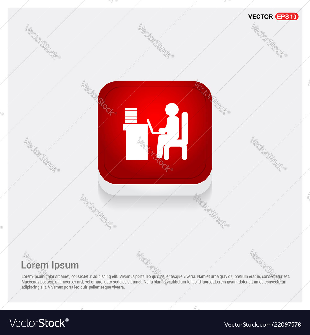 Man behind the computer desk icon Vector Image Man behind the computer desk icon