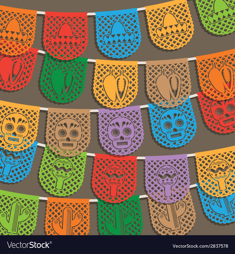 Mexican bunting decoration Royalty Free Vector Image