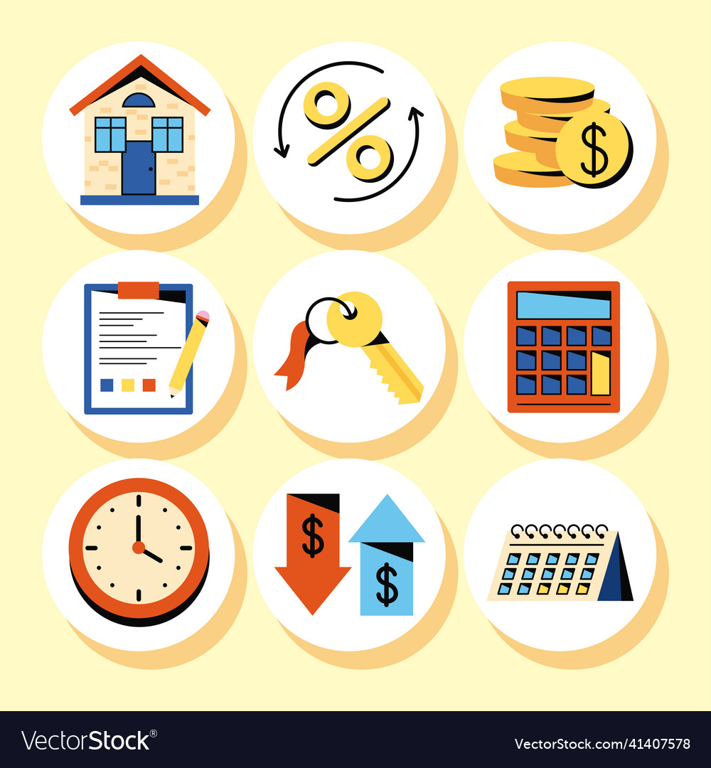 Nine mortgage loan icons