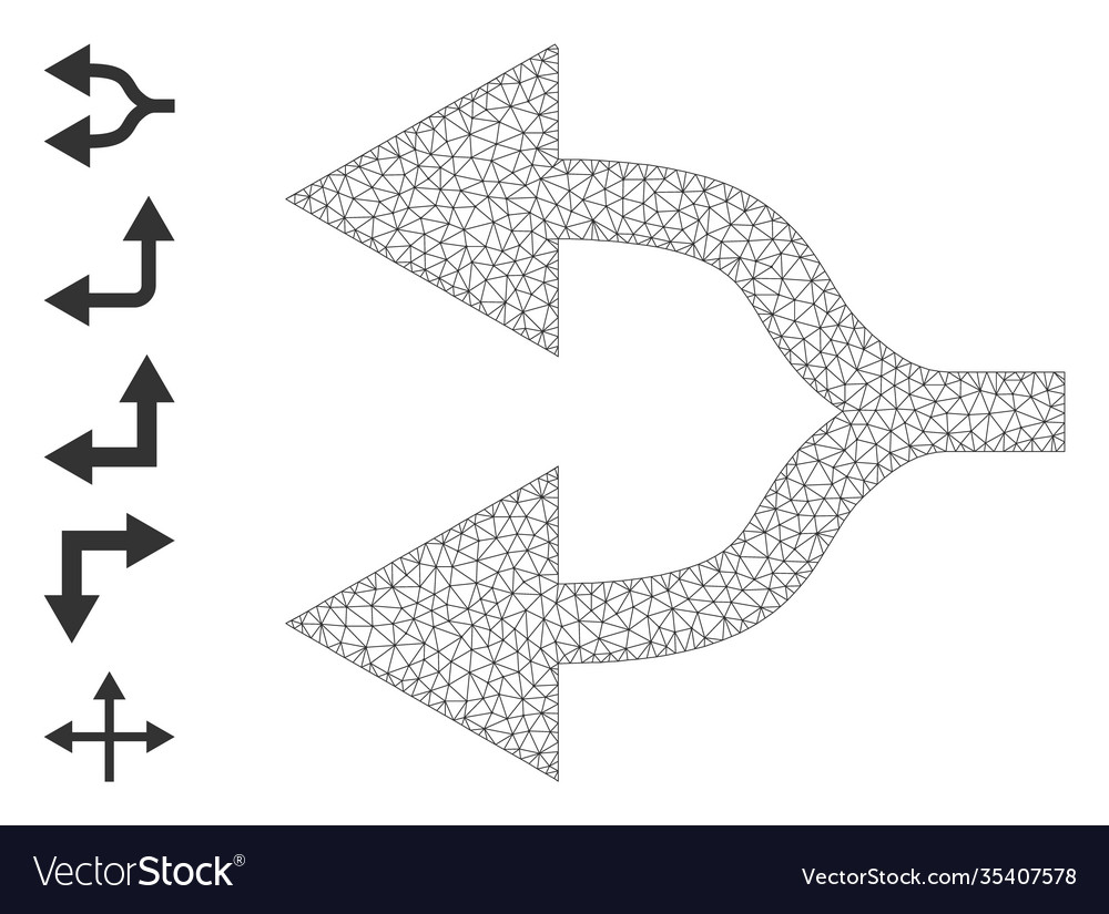 Polygonal mesh split arrows left icon with simple vector image Polygonal mesh split arrows left icon with simple