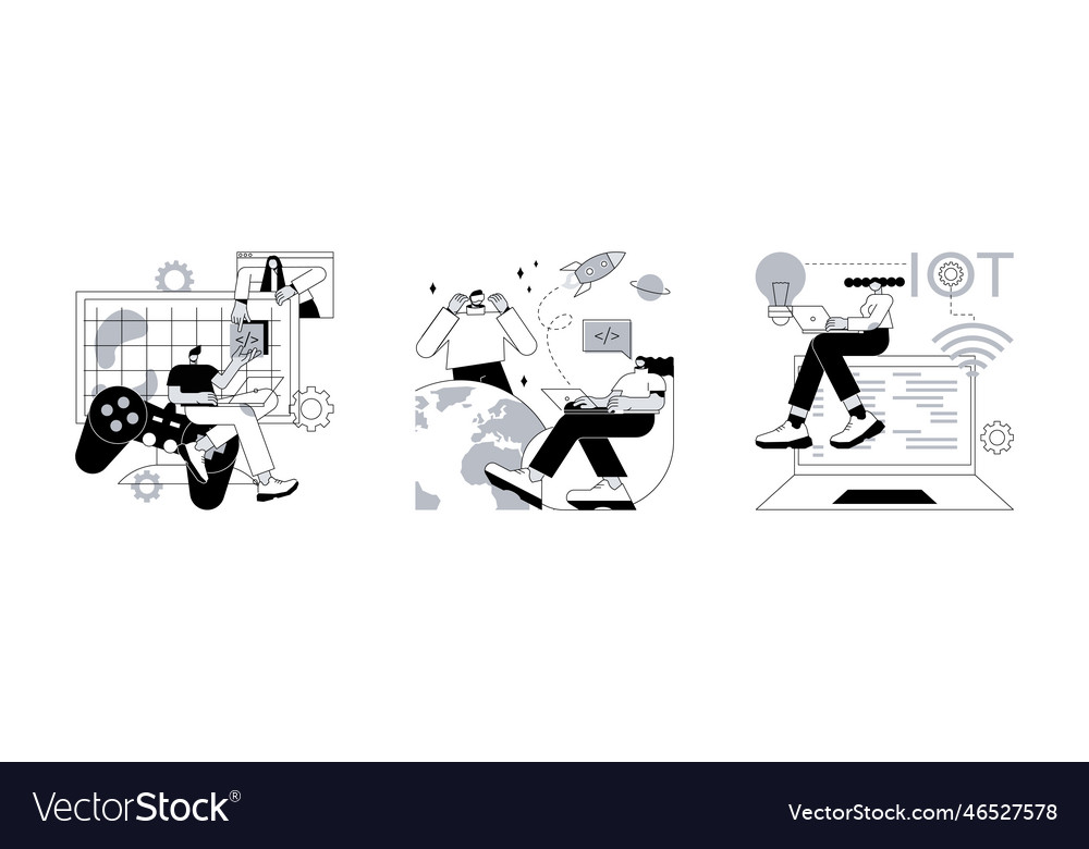 Programming team abstract concept vector image Programming team abstract concept