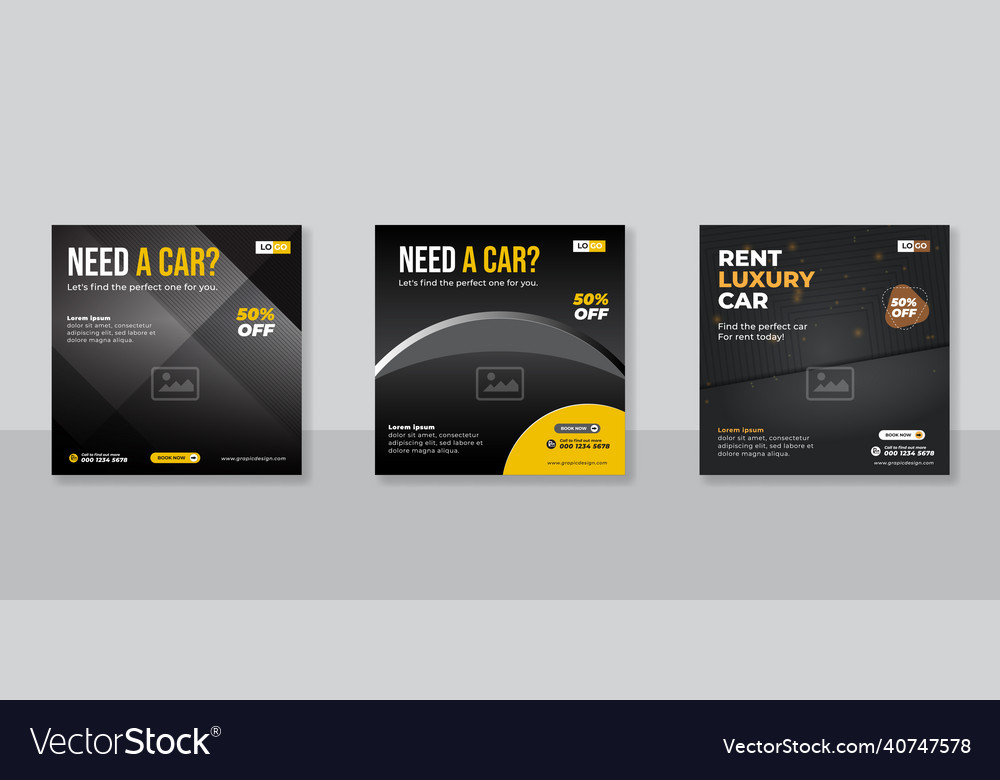 Rent a car banner for social media post template vector image Rent a car banner for social media post template