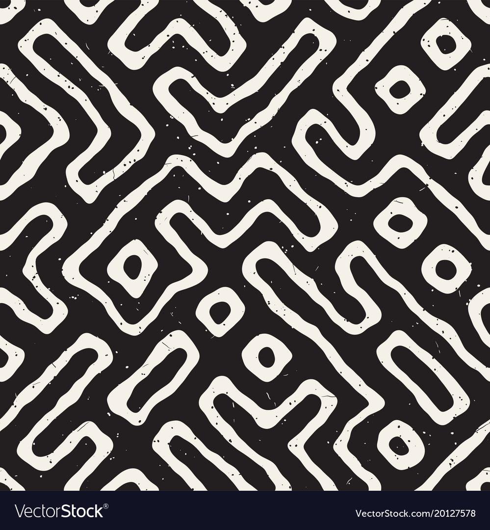 Seamless pattern with maze lines monochrome