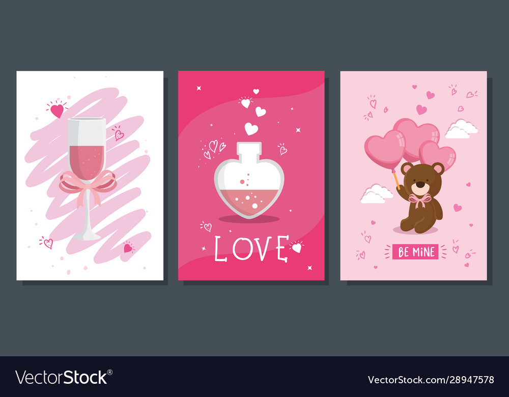 Set icons for san valentines day with decoration