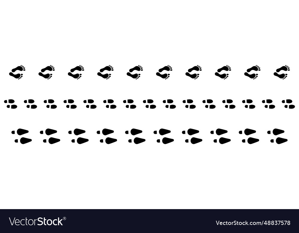 Step footprints paths set isolated vector image Step footprints paths set isolated