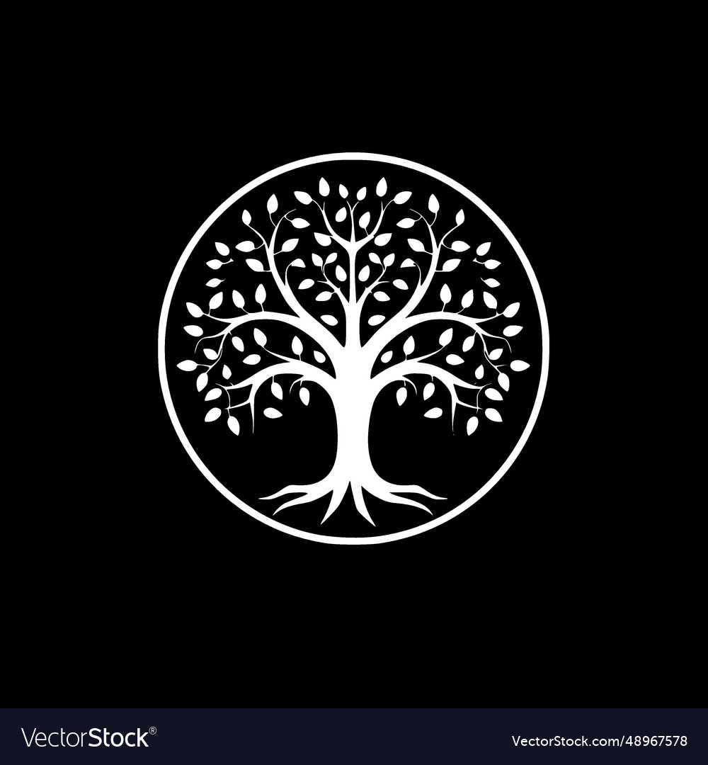 Tree of life - black and white isolated icon Vector Image