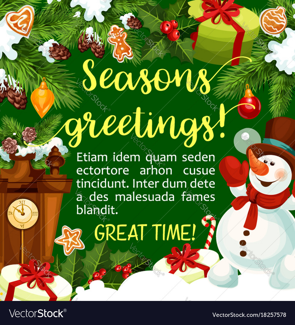 Winter holiday season greeting card Royalty Free Vector