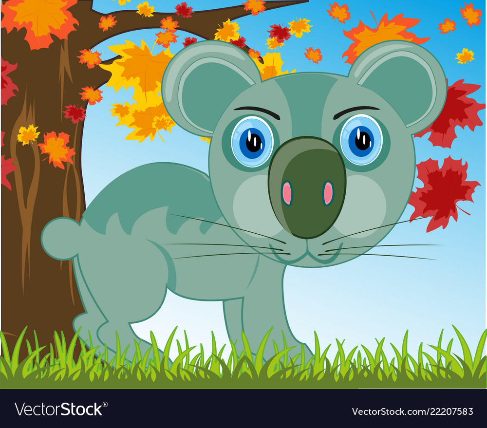 Animal koala drawing on background tree and green