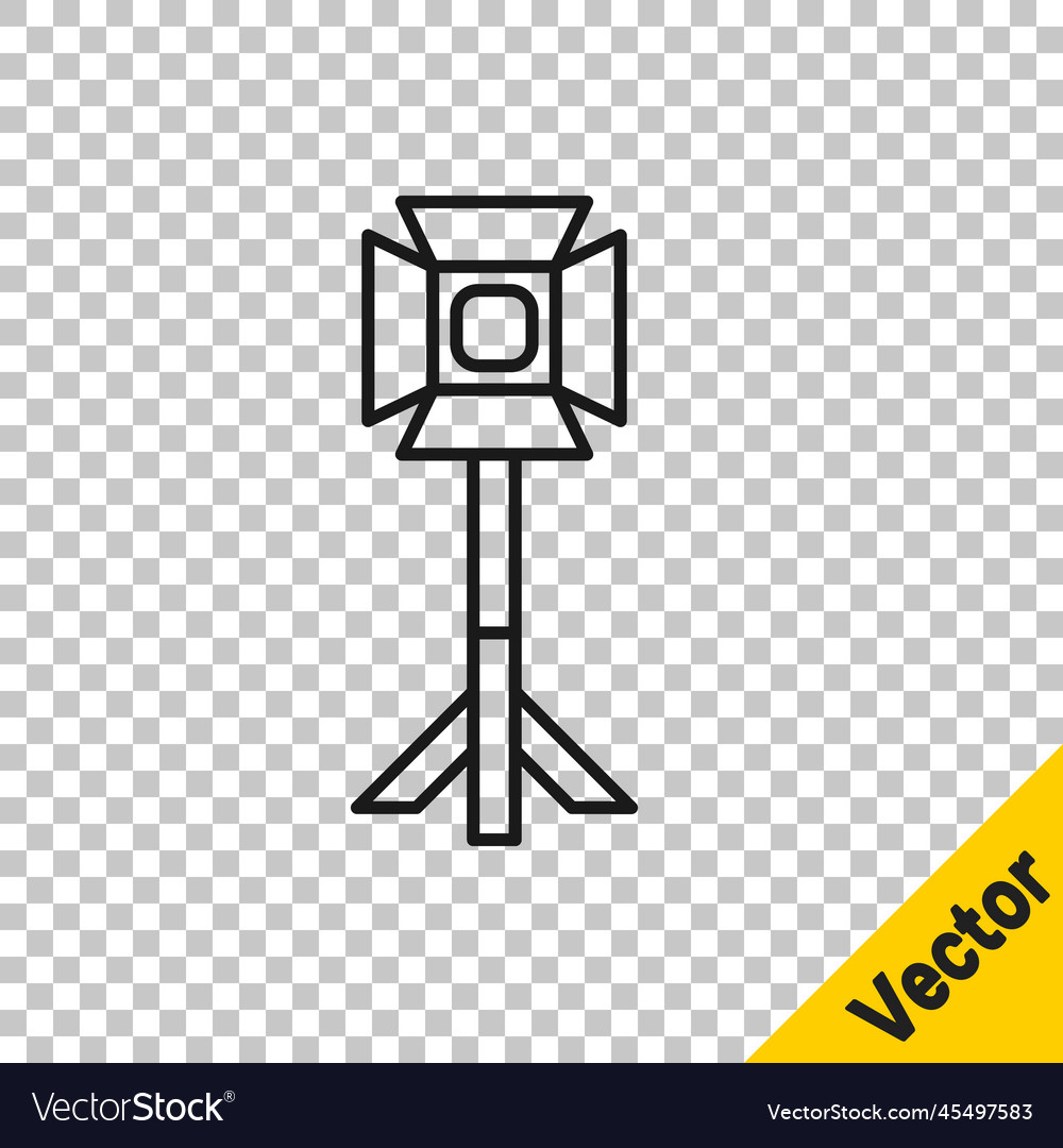 Black line studio light bulb in softbox icon vector image Black line studio light bulb in softbox icon