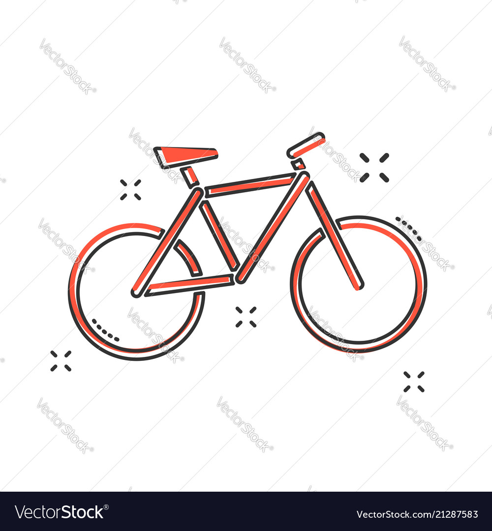 Cartoon bike icon in comic style bicycle sign