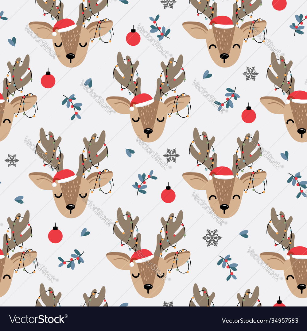 Christmas Reindeer Seamless Pattern
