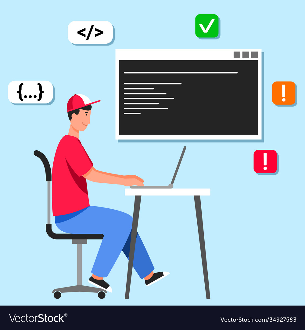 Computer programmer on desk