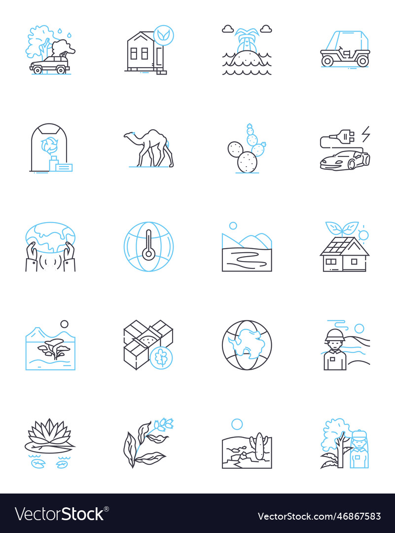 Conservation linear icons set sustainability Vector Image