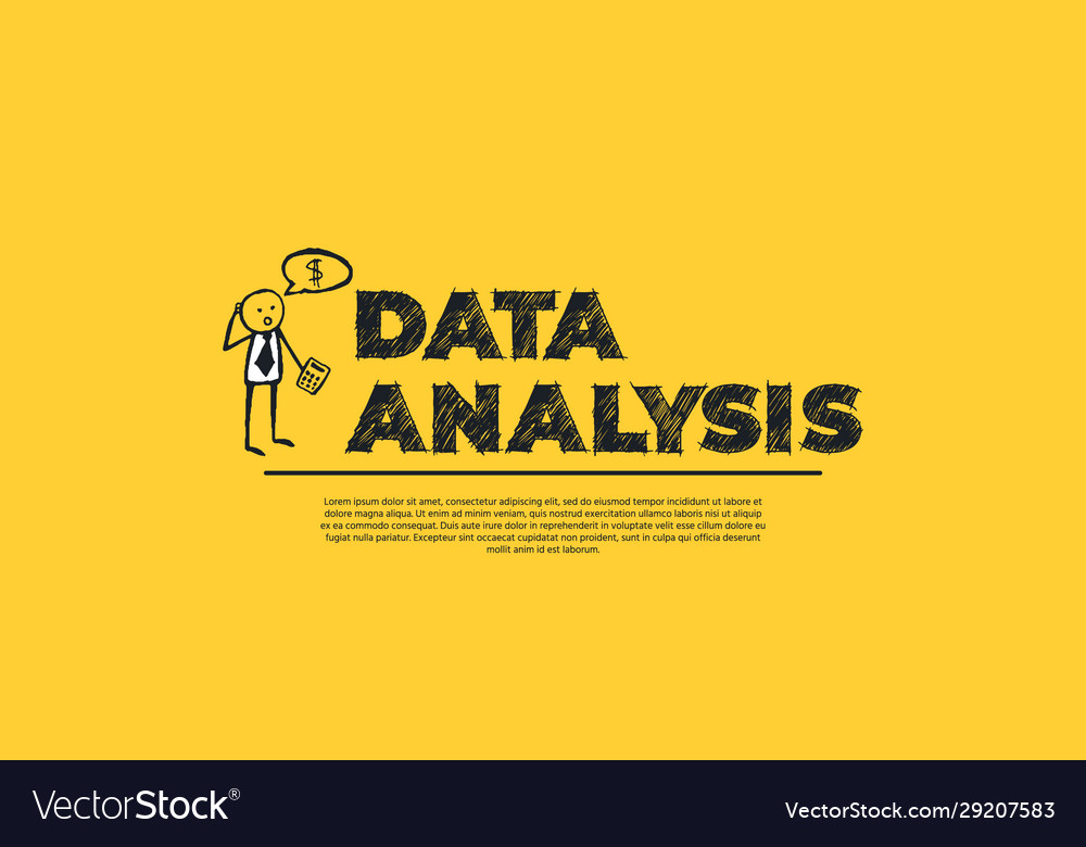 Data analysis - simple design with cartoon vector image Data analysis - simple design with cartoon