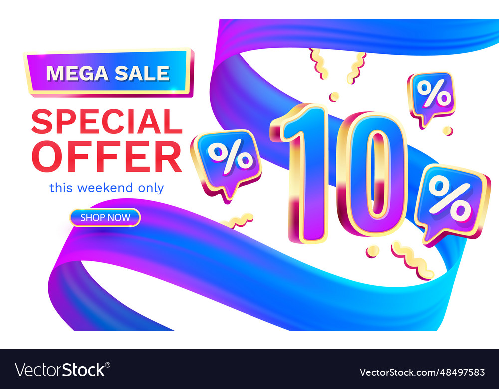 Mega sale special offer 10 off banner sign